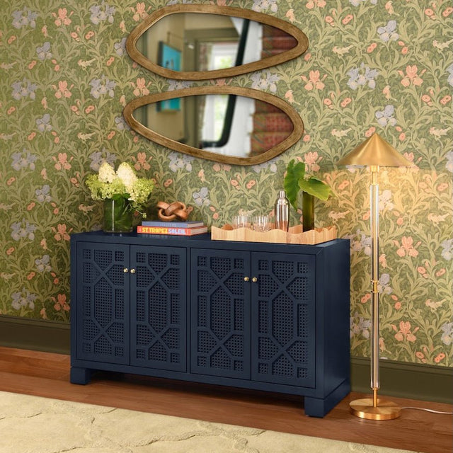 Claire Navy Blue Buffet | Worlds Away 4 Doors Consoles & Sideboards at Fig Linens and Home Lifestyle