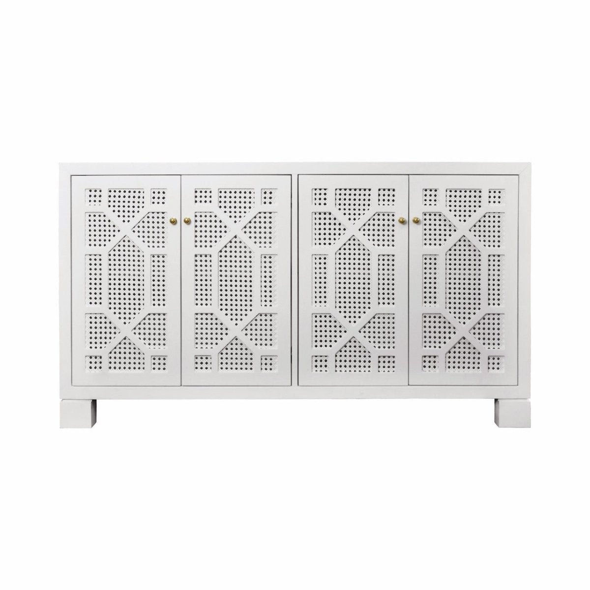Claire White Buffet Cabinet 4 Doors Worlds Away at Fig LInens and Home - Front View