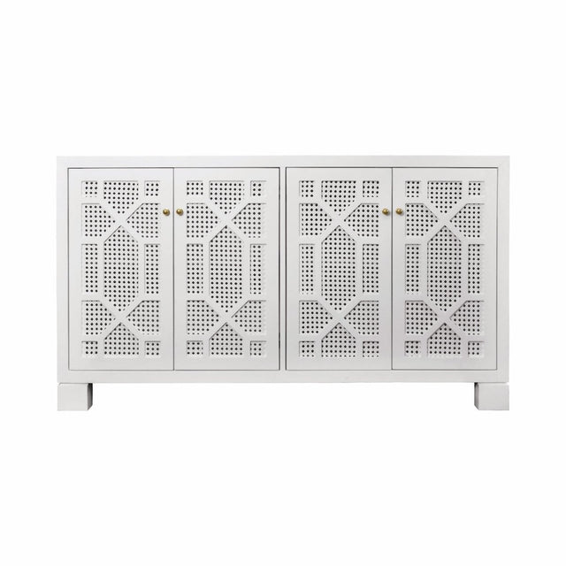 Claire White Buffet Cabinet 4 Doors Worlds Away at Fig LInens and Home - Front View