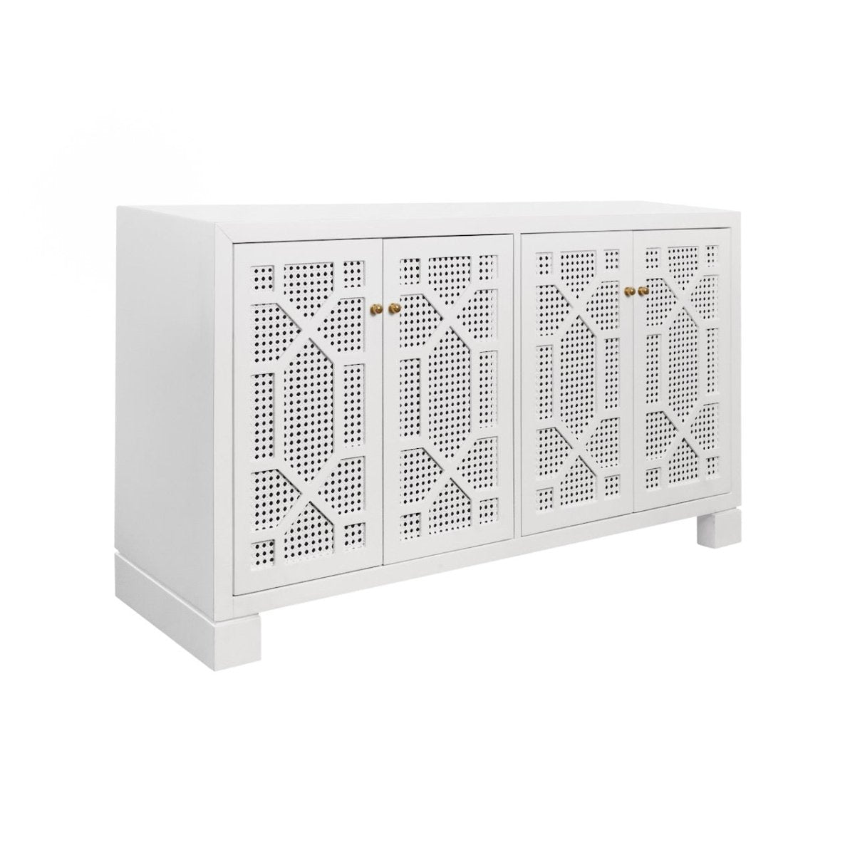 Claire White Buffet Cabinet 4 Doors Worlds Away at Fig LInens and Home - Angle View