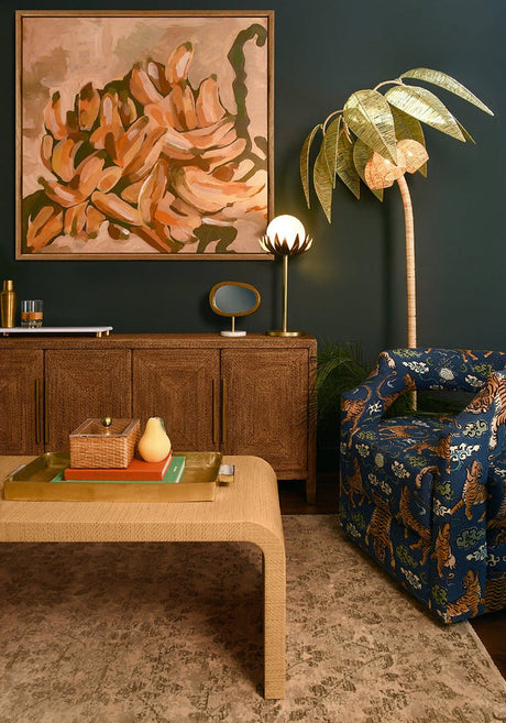 Worlds Away Coco Green And Natural Paper Raffia Floor Lamp at Fig Linens and Home