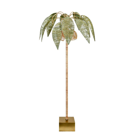 Coco Green And Natural Paper Raffia Floor Lamp by Worlds Away 78.7" H x 25.6" W  x 25.6" D Green and Natural at FIG LINENS AND HOME 1