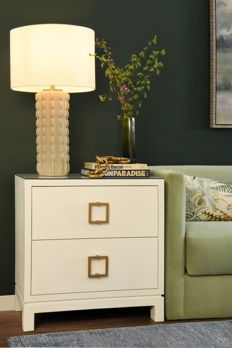 Cole White Side Table by Worlds Away 29"H x 28"W x 18"D White at FIG LINENS AND HOME 4