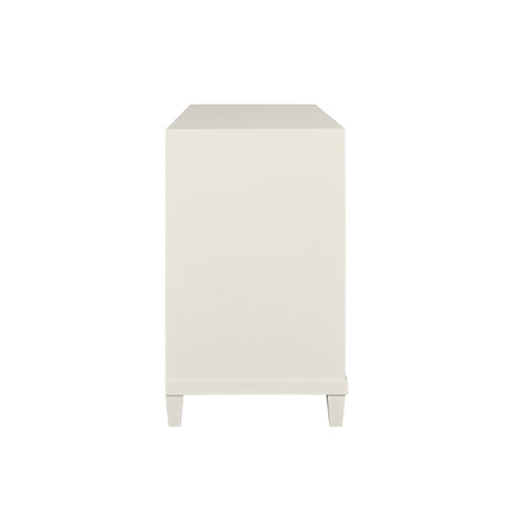Corine Antique White Side Table by Worlds Away | Side of Chest View at Fig Linens and Home
