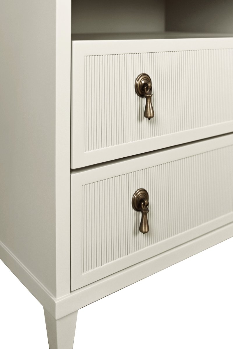 Corine Antique White Side Table by Worlds Away | Hardware View at Fig Linens and Home