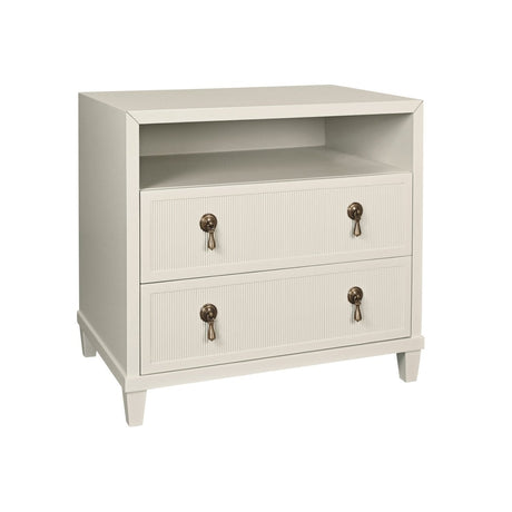 Corine Antique White Side Table by Worlds Away | Angle View at Fig Linens and Home