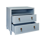 Corine Light Blue Side Table | Worlds Away at Fig Linens and Home - Drawers Open View