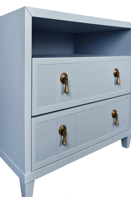 Corine Light Blue Side Table | Worlds Away at Fig Linens and Home - Detail Angle View