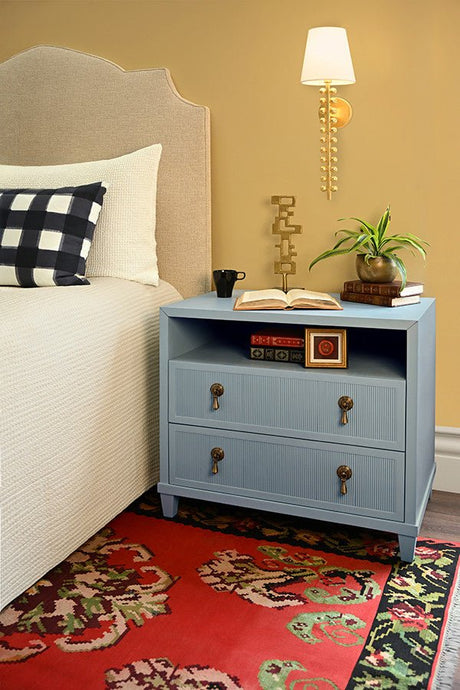 Corine Light Blue Side Table | Worlds Away at Fig Linens and Home - Front View - Lifestyle