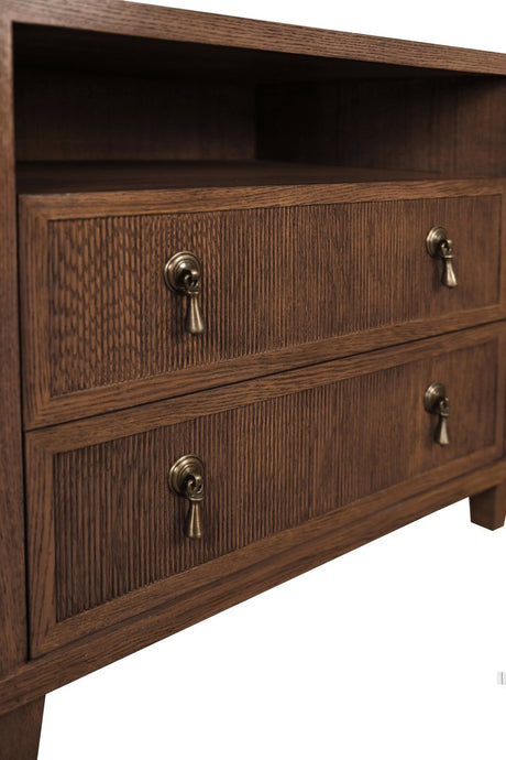 Worlds Away Corine Provincial Brown Oak Side Table | Detail View at Fig Linens and Home - 1