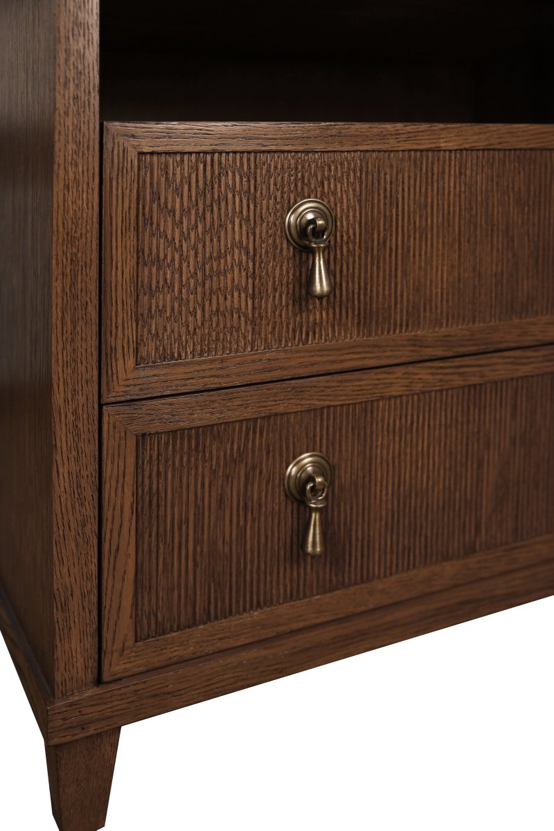 Worlds Away Corine Provincial Brown Oak Side Table | Detail View at Fig Linens and Home - 2
