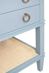 Cutler Light Blue 48" Bath Vanity by Worlds Away at Fig Linens and Home - Cane Shelf Detail - View 1