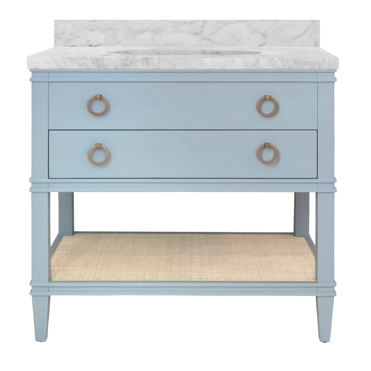 Cutler Light Blue Bathroom Vanity by Worlds Away at Fig Linens and Home - Front View