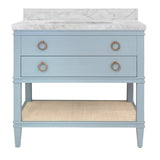 Cutler Light Blue Bathroom Vanity by Worlds Away at Fig Linens and Home - Front View