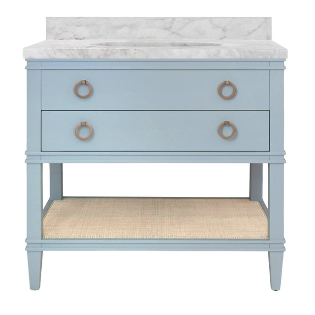Cutler Light Blue Bathroom Vanity by Worlds Away at Fig Linens and Home - Front View