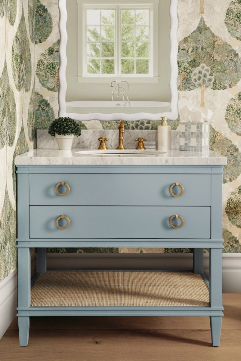 Cutler Light Blue Bathroom Vanity by Worlds Away at Fig Linens and Home - Lifestyle