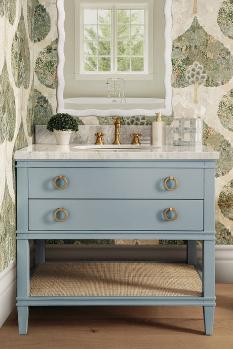 Cutler Light Blue Bathroom Vanity by Worlds Away at Fig Linens and Home - Lifestyle