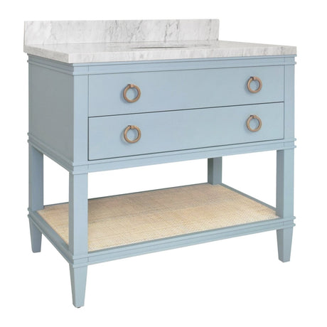 Cutler Light Blue Bathroom Vanity by Worlds Away at Fig Linens and Home - Angle View