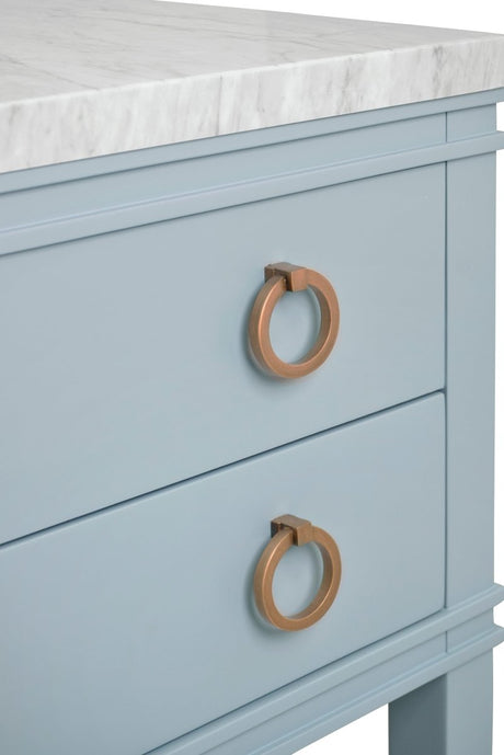 Cutler Light Blue Bathroom Vanity by Worlds Away at Fig Linens and Home - Hardware Detail 1