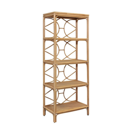 Danielle Rattan Etagere | Worlds Away Luxury Bookcase at Fig Linens and Home - Angle View