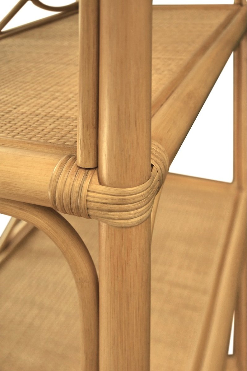 Danielle Rattan Etagere | Worlds Away Luxury Bookcase at Fig Linens and Home - Detail Rattan View