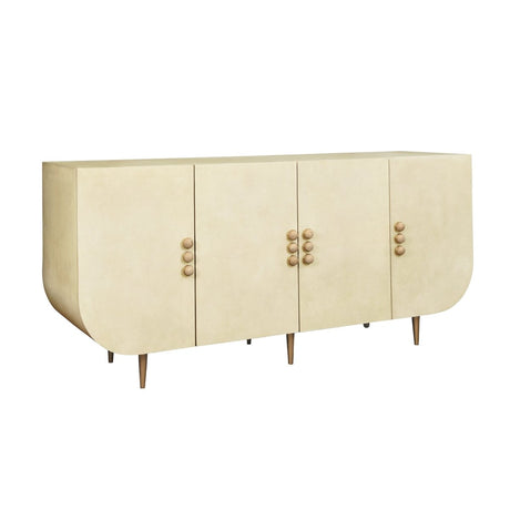 Deluca Beige Buffet Cabinet by Worlds Away | Faux Parchment Console at Fig Linens and Home - Angle