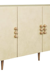 Worlds Away Deluca Beige Buffet Cabinet  | Faux Parchment Console at Fig Linens and Home - Detail 1