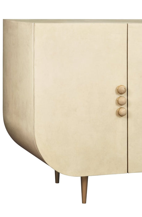 Worlds Away Deluca Beige Buffet Cabinet  | Faux Parchment Console at Fig Linens and Home - Detail 2