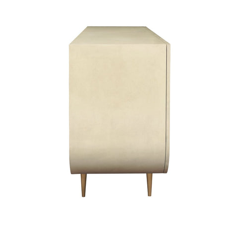 Deluca Beige Buffet Cabinet by Worlds Away | Faux Parchment Console at Fig Linens and Home - Side