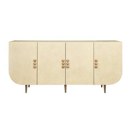 Deluca Beige Buffet Cabinet by Worlds Away | Faux Parchment Console at Fig Linens and Home - Front