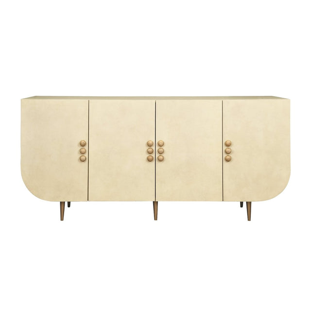 Deluca Beige Buffet Cabinet by Worlds Away | Faux Parchment Console at Fig Linens and Home - Front