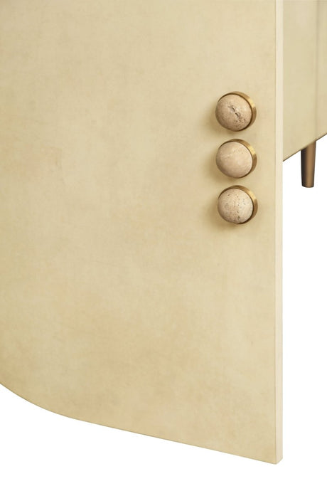Worlds Away Deluca Beige Buffet Cabinet  | Faux Parchment Console at Fig Linens and Home - Hardware