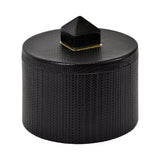 Denver Round Black Faux Leather Box With Stone Handle | Worlds Away at Fig Linens and Home 1