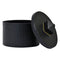 Denver Round Black Faux Leather Box With Stone Handle | Worlds Away at Fig Linens and Home 2