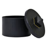Denver Round Black Faux Leather Box With Stone Handle | Worlds Away at Fig Linens and Home 2