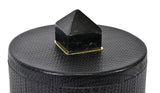 Denver Round Black Faux Leather Box With Stone Handle | Worlds Away at Fig Linens and Home 4