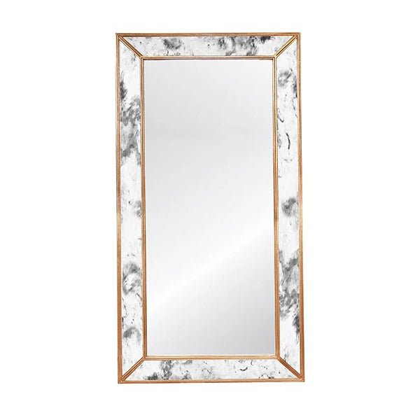 Dion Floor Mirror with Gold Leaf Edging by Worlds Away 60"H x 30"W x 2"D Mirror & Gold Leaf at FIG LINENS AND HOME 1