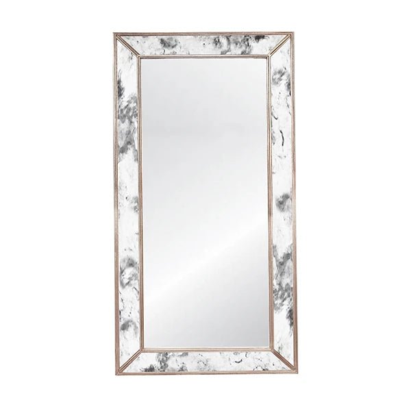 Dion Floor Mirror with Silver Leaf Edging by Worlds Away 60"H x 30"W x 2"D Mirror & Silver Leaf at FIG LINENS AND HOME 1