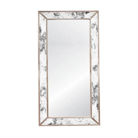 Dion Floor Mirror with Silver Leaf Edging by Worlds Away 60"H x 30"W x 2"D Mirror & Silver Leaf at FIG LINENS AND HOME 1