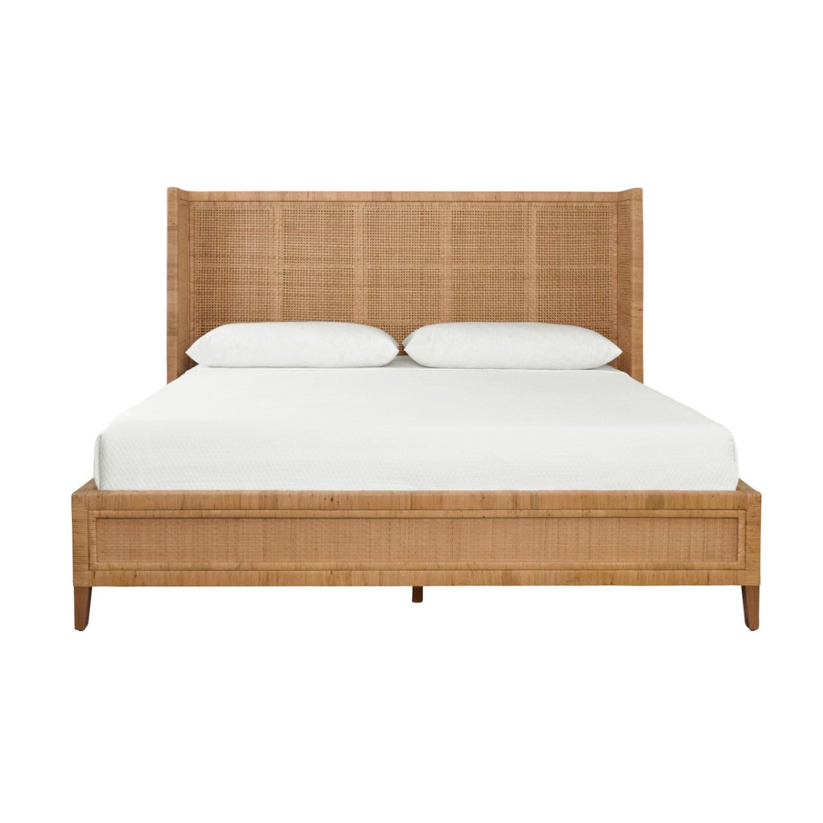 Dolly King Bed Frame by Worlds Away | Rattan Bed at Fig Linens and Home Front View