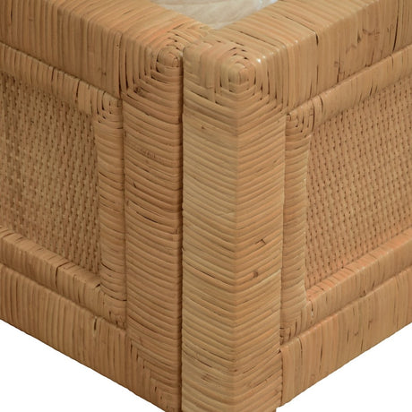 Dolly King Bed Frame by Worlds Away | Rattan Bed at Fig Linens and Home Corner Detail View