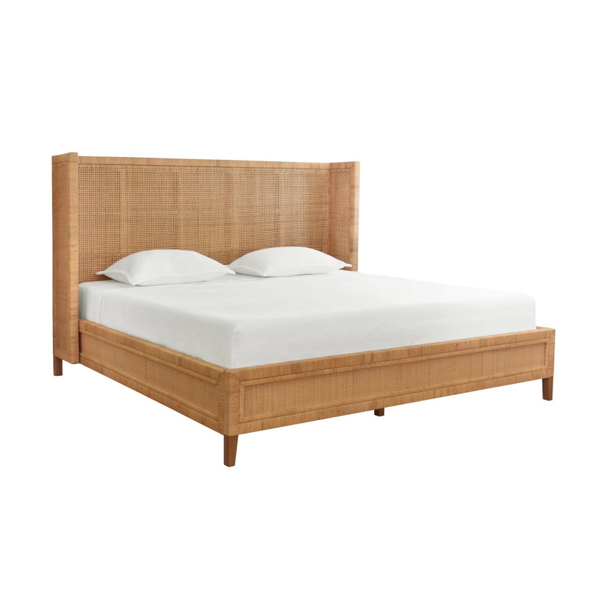Dolly King Bed Frame by Worlds Away | Rattan Bed at Fig Linens and Home Angle View