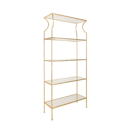 Dorothy Flared Top Etagere in Gold Leaf by Worlds Away 36"W x 13"D x 82"H Gold at FIG LINENS AND HOME 2