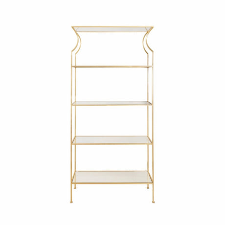 Dorothy Flared Top Etagere in Gold Leaf by Worlds Away 36"W x 13"D x 82"H Gold at FIG LINENS AND HOME 1