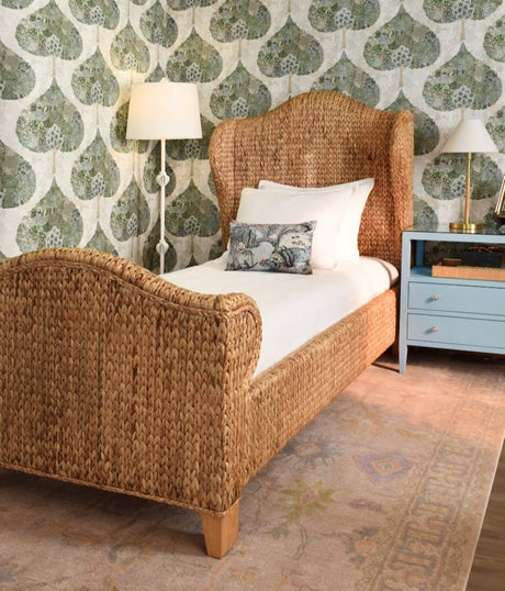 Douglas Light Blue Side Table by Worlds Away at Fig Linens and Home - Lifestyle View in Bedroom