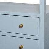 Douglas Light Blue Side Table by Worlds Away at Fig Linens and Home - Brass Hardware Detail