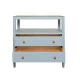 Douglas Light Blue Side Table by Worlds Away at Fig Linens and Home - Open Drawers View