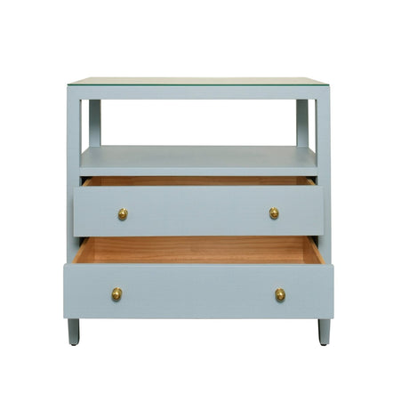 Douglas Light Blue Side Table by Worlds Away at Fig Linens and Home - Open Drawers View
