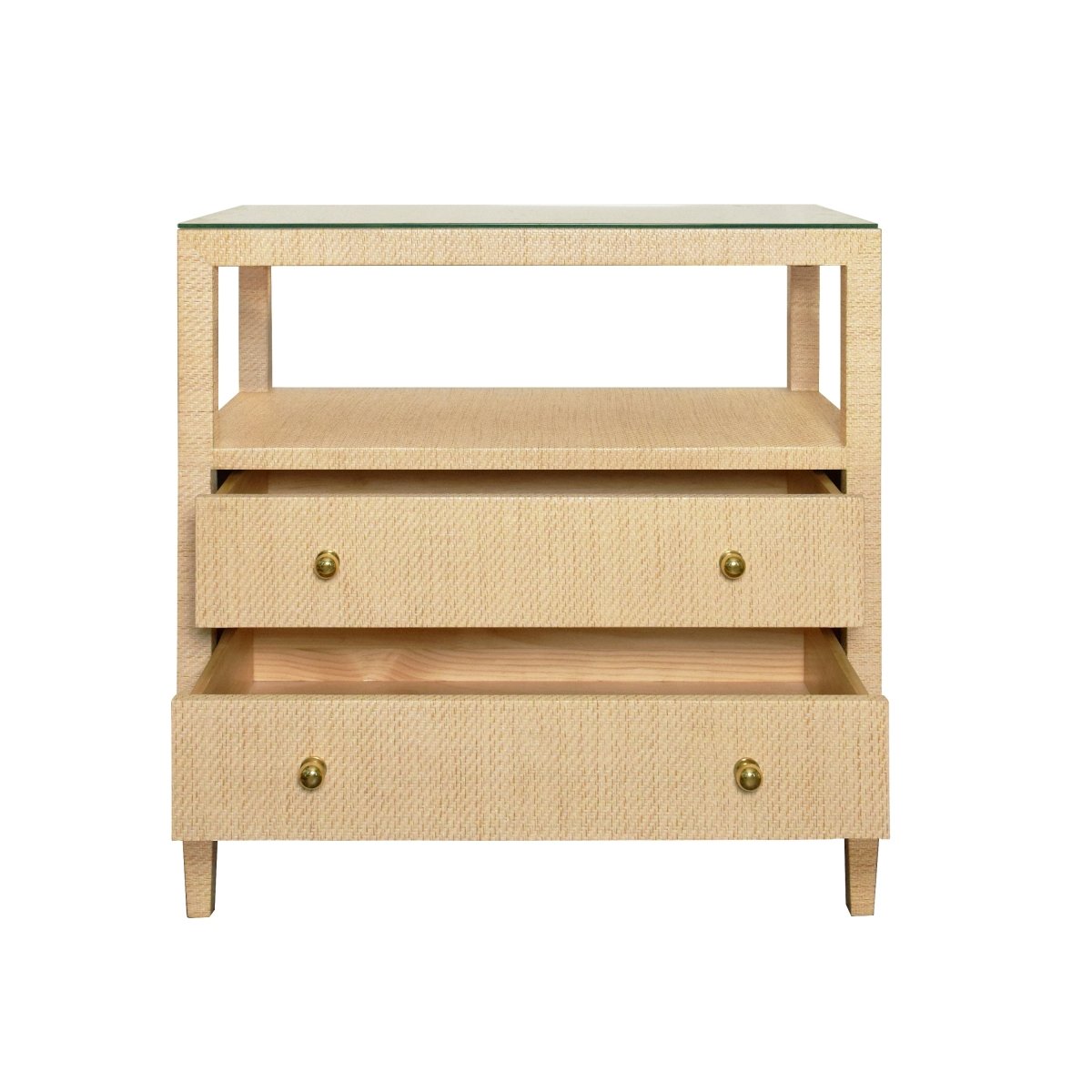 Douglas Natural Side Table by Worlds Away at Fig Linens and Home - Open Drawers View