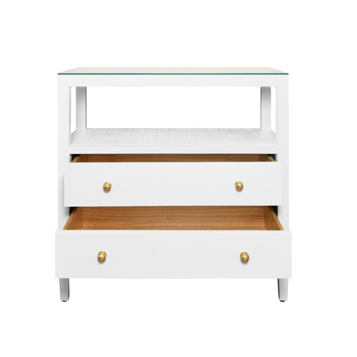 Douglas White Side Table by Worlds Away at Fig Linens and Home - Open Drawers View